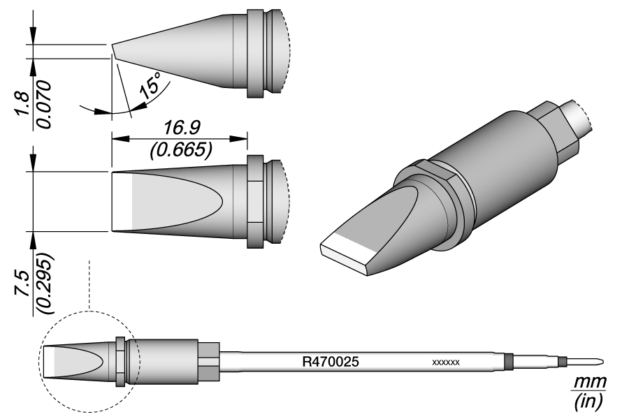 R470025 - Chisel Cartridge 7.5 x 1.8